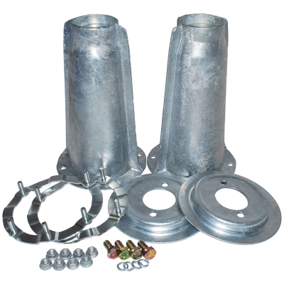 Front Shock Turrets with Fitting Kit - Galvanised - Defender, Discovery 1 & Range Rover Classic